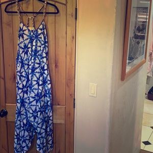 MICHAEL Michael Kors Blue Midi Dress Gold Straps